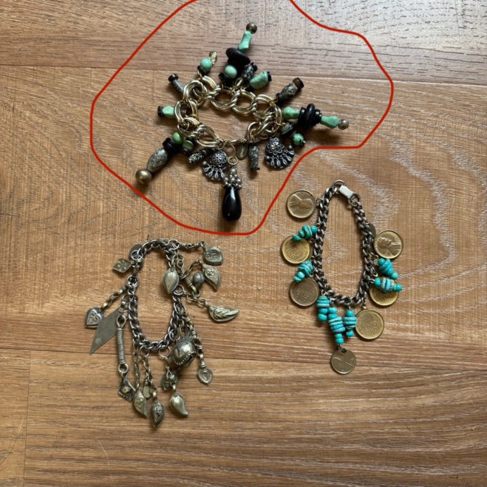 Gold and Turquoise Charm Bracelet